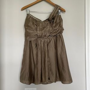 Anthropologie Fumblin Foe Metallic hue One Shoulder Mini Dress Sz L EUC